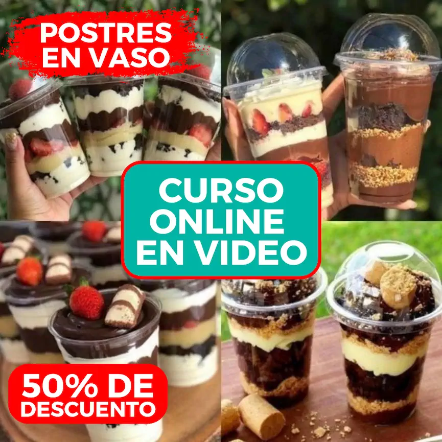 Postre en vaso con capas de relleno