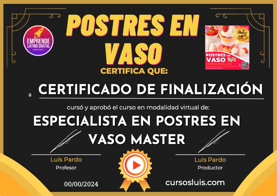 Certificado de especialista en Postres en Vaso
